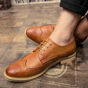 Men's Breathable Leather Dress Shoes With Pointed Toe