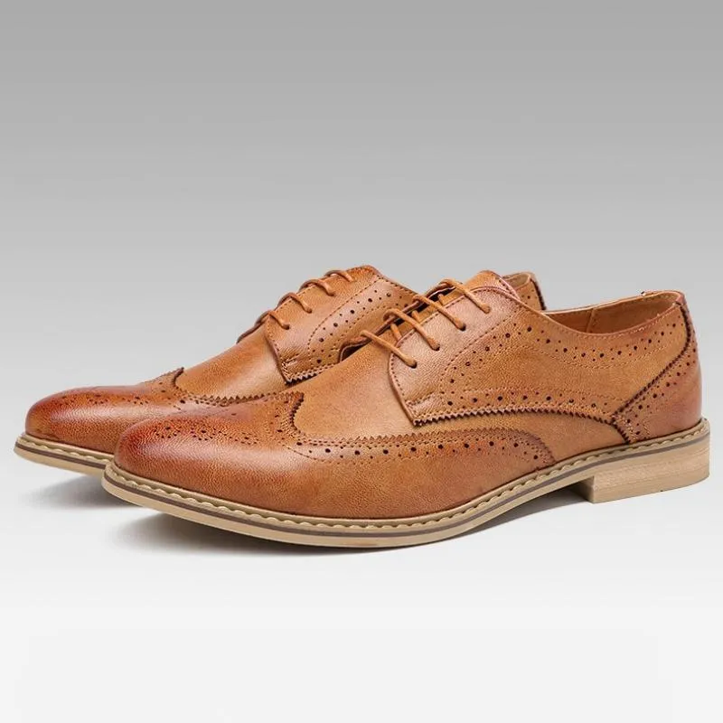 Men's Breathable Leather Dress Shoes With Pointed Toe