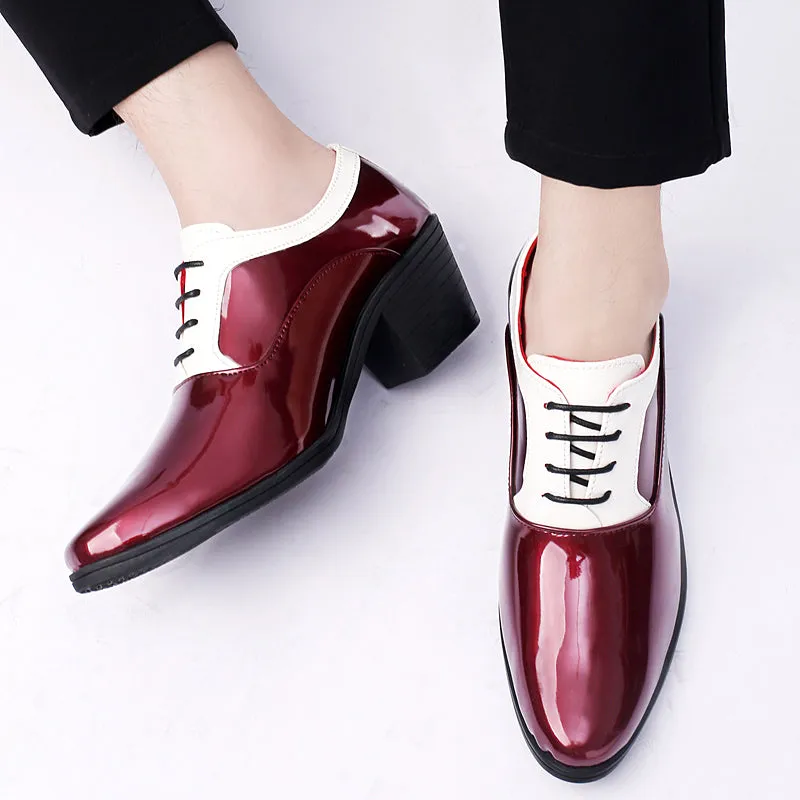 Men's Patent Leather Cuban Heel Oxfords Shoes