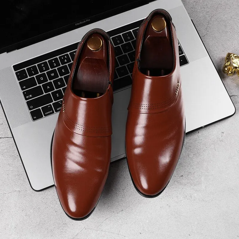 Merkmak 2019 new business men Oxfords shoes set of feet Black Brown Male Office Wedding pointed men's leather shoes