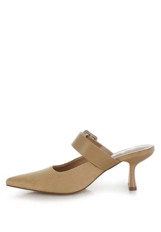 Microfiber Pointy Slip-On Mules