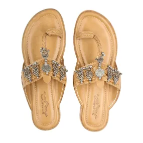 Sand Coloured Hand-Crafted Kolhapuris | Comfy Wear | Bohemian Look