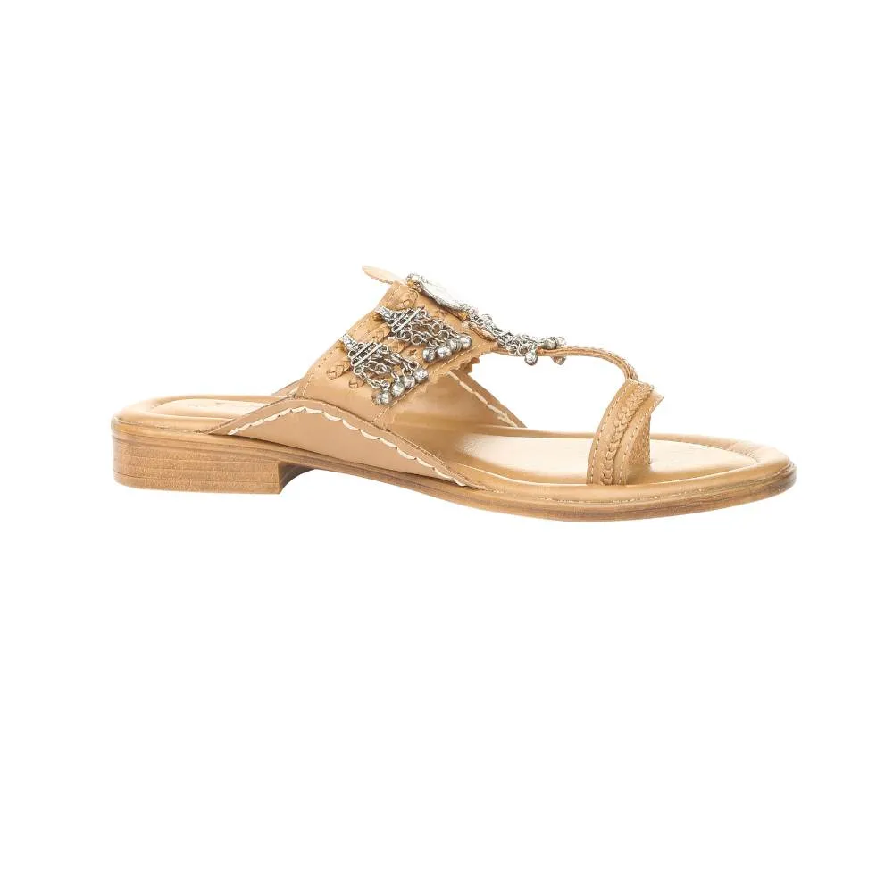 Sand Coloured Hand-Crafted Kolhapuris | Comfy Wear | Bohemian Look