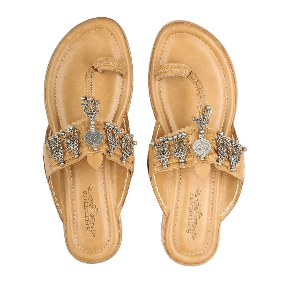 Sand Coloured Hand-Crafted Kolhapuris | Comfy Wear | Bohemian Look