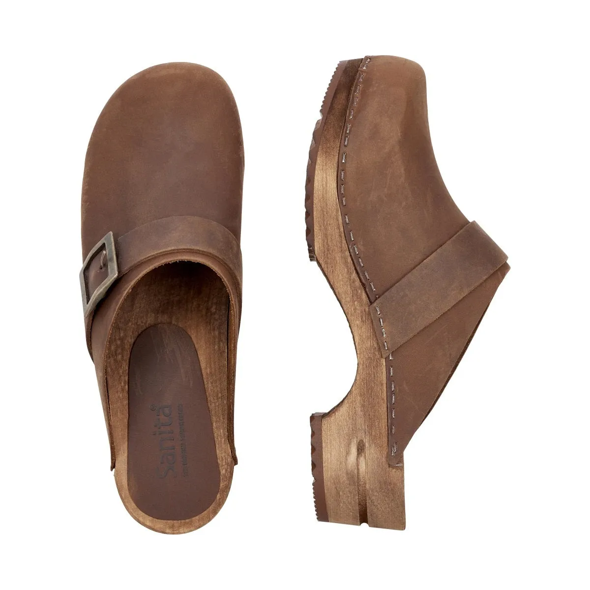 Sanita Womens Wooden Clog  Urban - Antique Brown