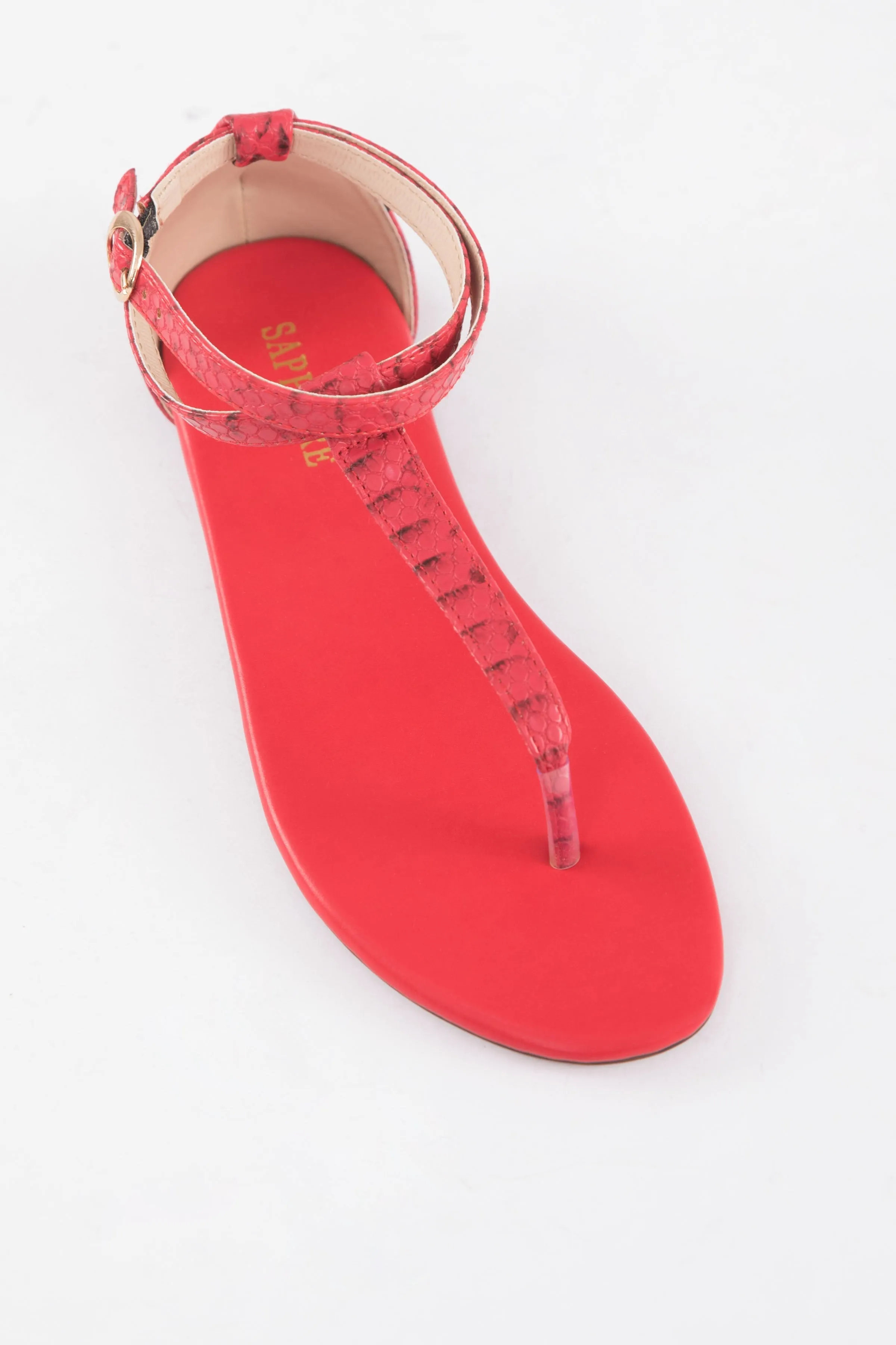 Snake Printed & Red Flats