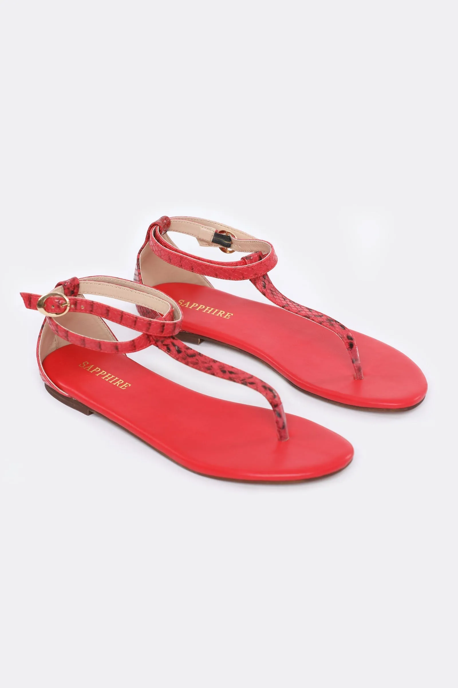 Snake Printed & Red Flats