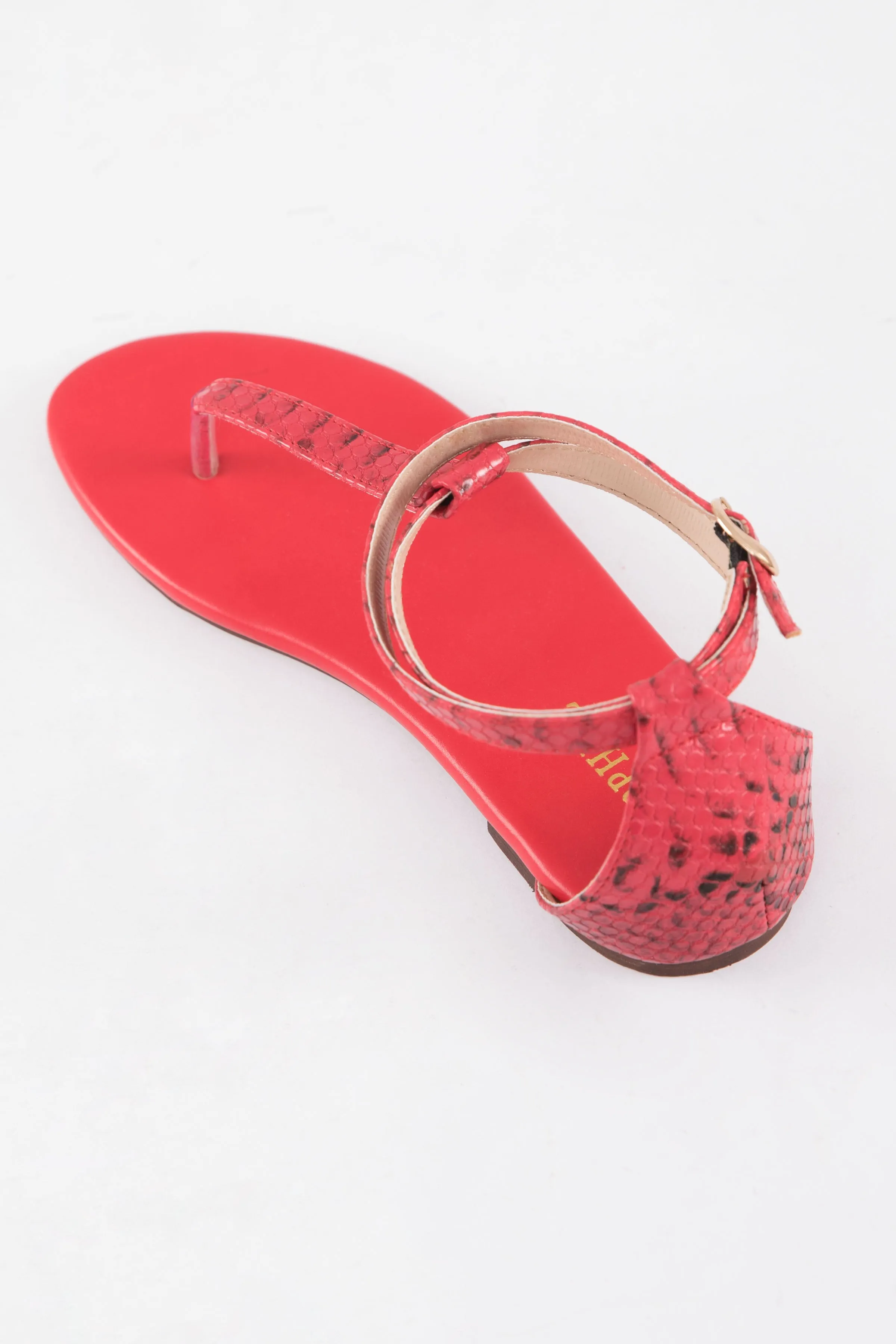Snake Printed & Red Flats